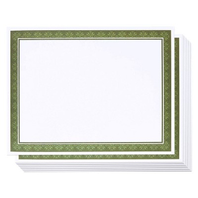 50-Sheet Certificate Paper, Letter Size Award Paper with Green Border for Diploma, 8.5" x 11"