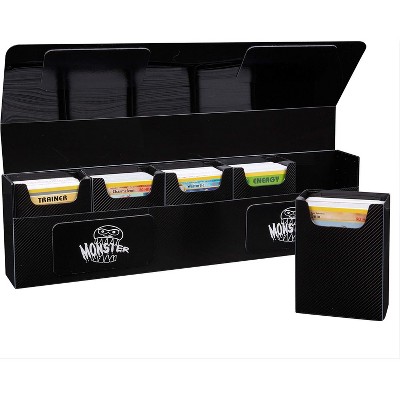 Monster Protectors Magnetic Five Deck Box - Black, Holds 375 Gaming TCGs, Self-Locking Closure, Use w Standard & Smaller Size Gaming Trading Cards