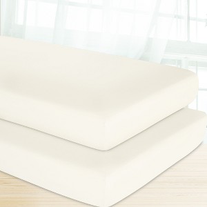 100% Organic Cotton Crib Sheets Pack of 2, Soft & Cool, GOTS Certified by California Design Den - 1 of 4