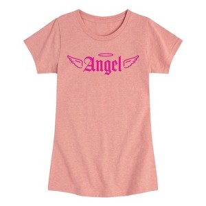 Girls' - Instant Message - Y2K Angel With Wings Fitted Short Sleeve Graphic T-Shirt - 1 of 4