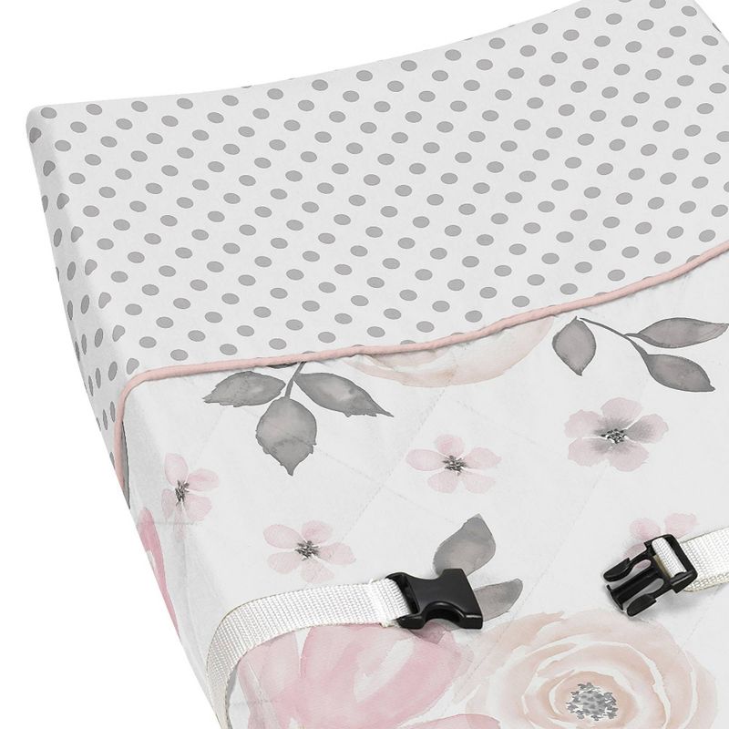 Sweet Jojo Designs Changing Pad Cover - Watercolor Floral - Pink/Gray, 5 of 7