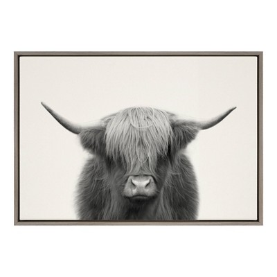 23 x 33 Sylvie Hey Dude Highland Cow Framed Canvas Wall Art by The  Creative Bunch Studio Gray - Kate and Laurel