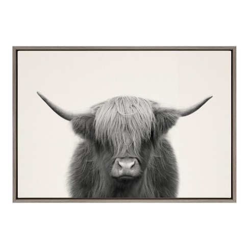 23 X 33 Sylvie Hey Dude Highland Cow Framed Canvas Wall Art By The  Creative Bunch Studio Gray - Kate And Laurel : Target