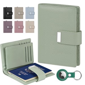 Generic RFID Blocking Passport Holder with Airtag - Leather Travel Passport Wallet - 1 of 4