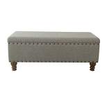 46" Luxury Storage Bench with Nailhead Trim Gray Woven - HomePop