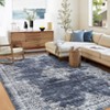 2 x 6 ft Polyester  Imitation Gray Blue Rectangular Hallway Bathroom Entryway Kitchen Office Foldable Flower Printed  Washable Area Ru - 2 of 4