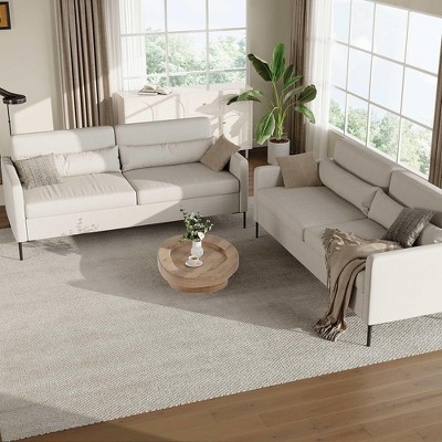 GustoWave 80'' Comfy Couch, 3 Seater Sofa with Metal Legs, Deep Seat Sofa with Linen Fabric, Modern Sofa Couch for Living Room