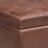 Shay - Mid Century Small Coffee Table Storage Ottoman - Distressed Saddle Brown - 2 of 4