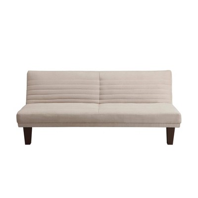 Delia Convertible Futon Sofa Microfiber Sandstone - Room & Joy: Twin Size, Foam Mattress, Plastic Legs