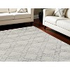 Gray and Ivory Geometric Hand Knotted Worn Faded Area Rug - 2 of 3