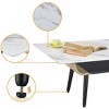 Landon 47inCoffee Table with Glass White Marble Texture Top and Bent Wood Design - 3 of 4