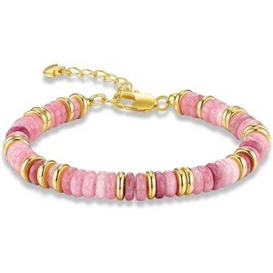 Colorful 18K Gold Plated Bracelets for Women with Beaded Stone Design, Stack Bangle Jewelry Set for Fashion Gifts - 1 of 4
