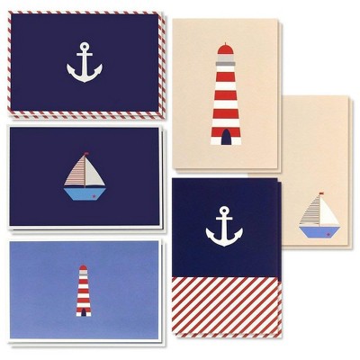 Best Paper Greetings 48 Pack Nautical Sailboats Anchors Lighthouses All Occasions Blank Greeting Cards Bulk Sets 4x6 in