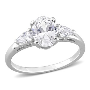 EVERLY JEWELRY |Sterling Silver 3.55 CT TGW White Cubic Zirconia Three Stone Ring - 1 of 4