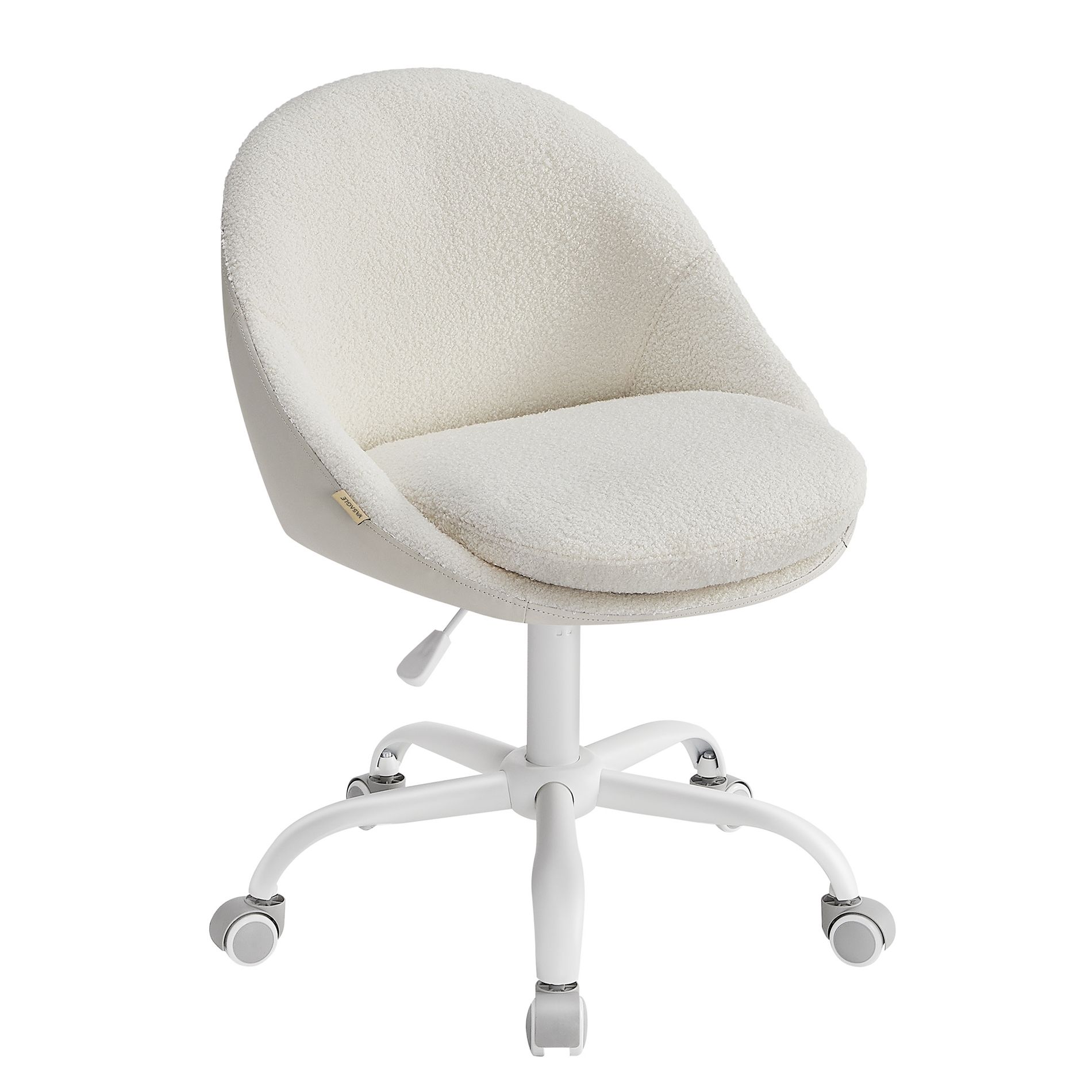 VASAGLE Office Chair, Adjustable Height Vanity Chair, Desk Chair,compact 360° swivel office chair White