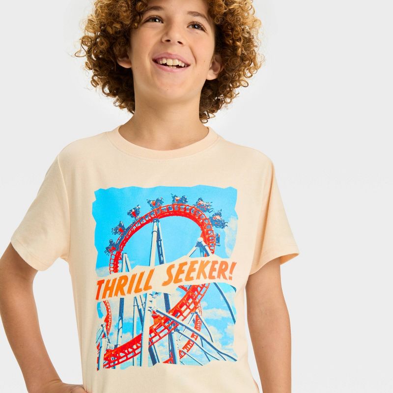 Boys' Short Sleeve 'Thrill Seeker' Graphic T-Shirt - Cat & Jack™ Beige, 3 of 5