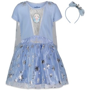 Disney Frozen Princess Anna Elsa Girls Gown and Headband Toddler to Big Kid - 1 of 4