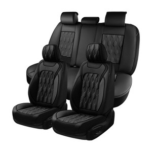 Coverado Car Seat Covers 5 Pieces Full Set Faux Leather with Embossed Pattern - 1 of 4