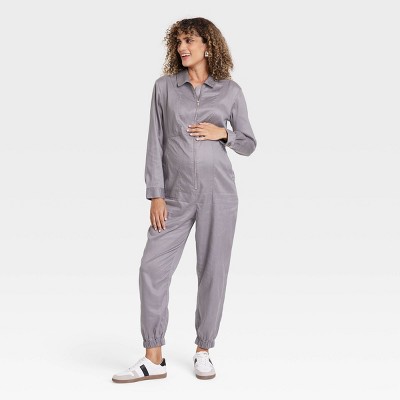 Image of Woven Long Sleeve Maternity Jumpsuit - Isabel Maternity by Ingrid & Isabel™ Matte Gray M
