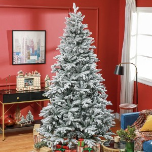 FURNIinspire Artificial Trees 8ft Christmas Tree Snow Flocked Artificial Christmas Tree With Foldable Stand, Christmas Decor. Green, 55.1"*55.1"*94.5" - 1 of 4