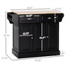 Gulches Modern Rolling Kitchen Island Cart, Utility Cart with Storage, Black, 43.25" W x 17.75" D x 35.75" H - 3 of 4