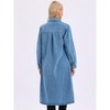 INSPIRE CHIC Women's Denim Button Down Curved Hem Fall Long Sleeve Midi Jean Shirt Dress - 4 of 4