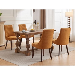 APRILSOUL Rayon Flocking Linen Dining Chairs,Tufted Kitchen,Fabric Upholstered with Curved Solid Wood Legs, Set of 2, Dining Room - 1 of 4