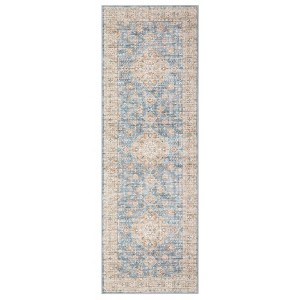 Washable Vintage Rug Non Slip Low Pile Rug Soft Throw Floor Cover Foldable Indoor Carpet for Living Room Bedroom Office - 1 of 4