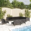 vidaXL Patio Lounge Set - 9 Piece Outdoor Sectional Sofa - Dark Gray Poly Rattan - Weather Resistant - Cushioned Seats & Pillows - 2 of 4