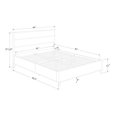 Queen Blue Velvet Upholstered Platform Bed with Tufted Headboard