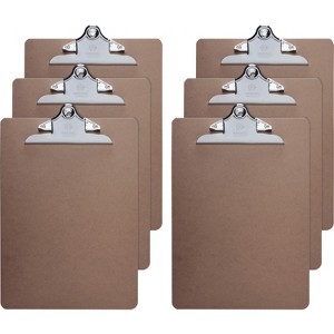 Business Source Clipboards Hardboard Metal Clip 9"x12-1/2" 6/BD Brown 65637BD - 1 of 1