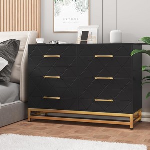 3/4/6/8 Drawer Dresser for Bedroom, Modern Wide Chest of Drawers with Gold Handles, Wood Storage Cabinet with Metal Accents, Tall Dresser Organizer - 1 of 4