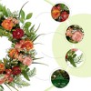 Unique Bargains Artificial Farmhouse Indoor Outdoor Peony Flower Wreath - 2 of 4