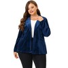 Agnes Orinda Women's Plus Size Velvet Front Button Notched Lapel Formal Office Blazers - 3 of 4