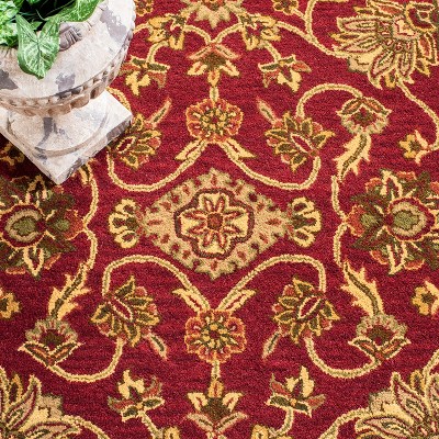 Golden Jaipur Burgundy and Gold Hand-Tufted Wool Area Rug