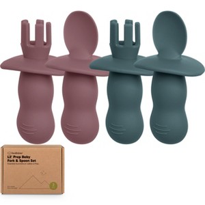 4-Pack Prep Baby Spoons & Forks Set, Self Feeding Baby Utensils 6-18 Months, Silicone BLW Baby Feeding Set, BPA-Free - 1 of 4