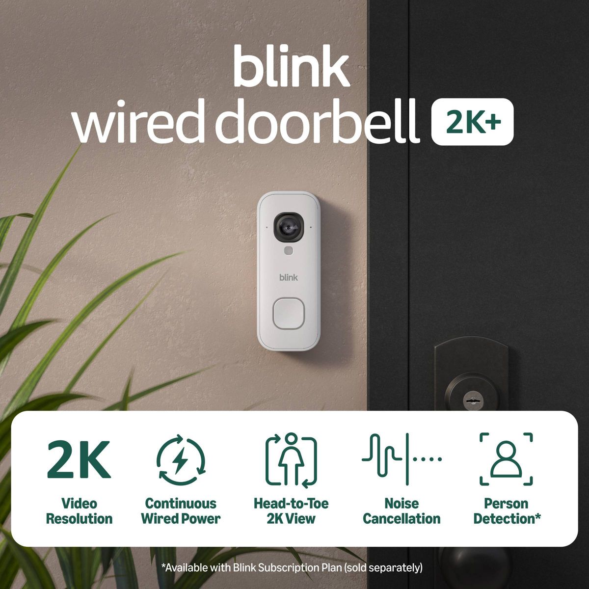 Blink Wired Doorbell 2K+ (White). Head to Toe 2K video doorbell, Continuous hardwired power - thumbnail 2