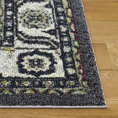 Elysian Dark Grey & Ivory Floral Synthetic 8' x 10' Area Rug