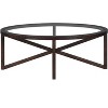 Ridstar Modern Oval Tempered Glass Coffee Tables For Living Room-Dark Red - 2 of 4