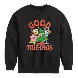 Boys' SpongeBob SquarePants Good Tide Graphic Long Sleeve Fleece Sweatshirt - Black - Small - 1 of 4