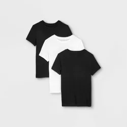 Women's Short Sleeve Slim Fit 3pk Bundle T-Shirt  - A New Day™ Black/Black/White XXL