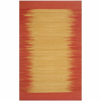 Handmade Red and Beige Wool Flat Woven 4' x 6' Area Rug