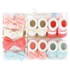 Hudson Baby Infant Girl Headband and Socks Giftset, Coral Gold 8-Piece, One Size - 2 of 4
