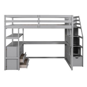 YOOCOZZ Loft Bed with Built-in Desk, Drawers, Shelves and Storage Staircase - 1 of 4