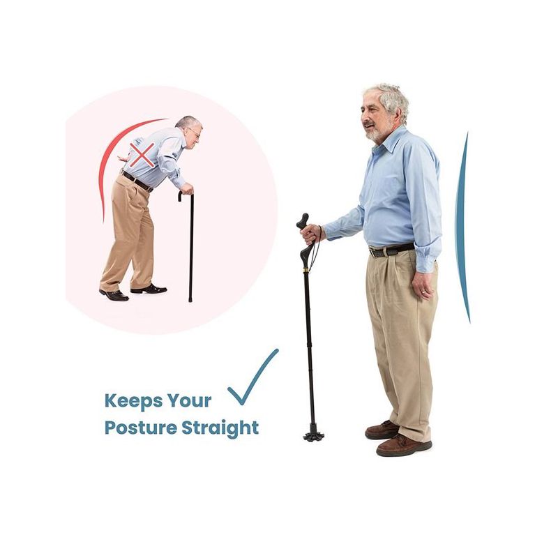 Walking Cane Collapsible Special Balancing with 10 Adjustable Heights - Self-Standing Folding Cane, Comfortable and Lightweight - MedicalKingUsa, 2 of 10