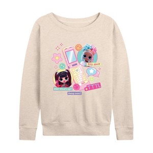 Women's - LOL Surprise! - Cell Phone Chat Girls Lightweight French Terry Wide Neck Long Sleeve Shirt - 1 of 4