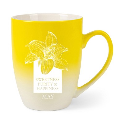 Elanze Designs Sweetness Purity And Happiness Two Toned Ombre Matte Yellow and White 12 ounce Ceramic Stoneware Coffee Cup Mug