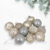 Northlight 12ct Champagne and Silver Mercury Glass Style Glass Christmas Ornament Set 3" - 2 of 4