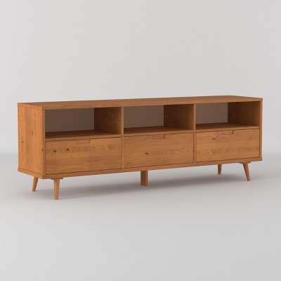 Cara 3 Drawer Mid-Century Modern 3 Drawer TV Stand for TVs up to 80" - Saracina Home