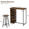 Nasitip 3-Piece Counter Height Bar Table Set with Storage Shelves, Compact Dining Table and 2 Stools for Small Spaces - 3 of 4